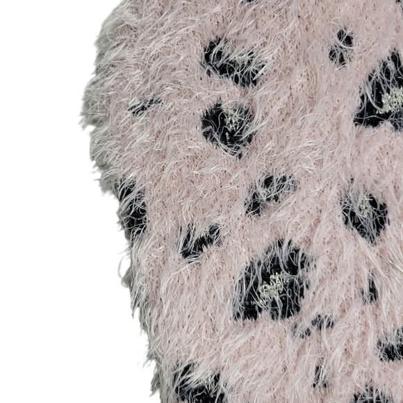 Candie's Pink Leopard Print Fuzzy Pullover Crewneck Sweater Women Sz XXL - Picture 5 of 8